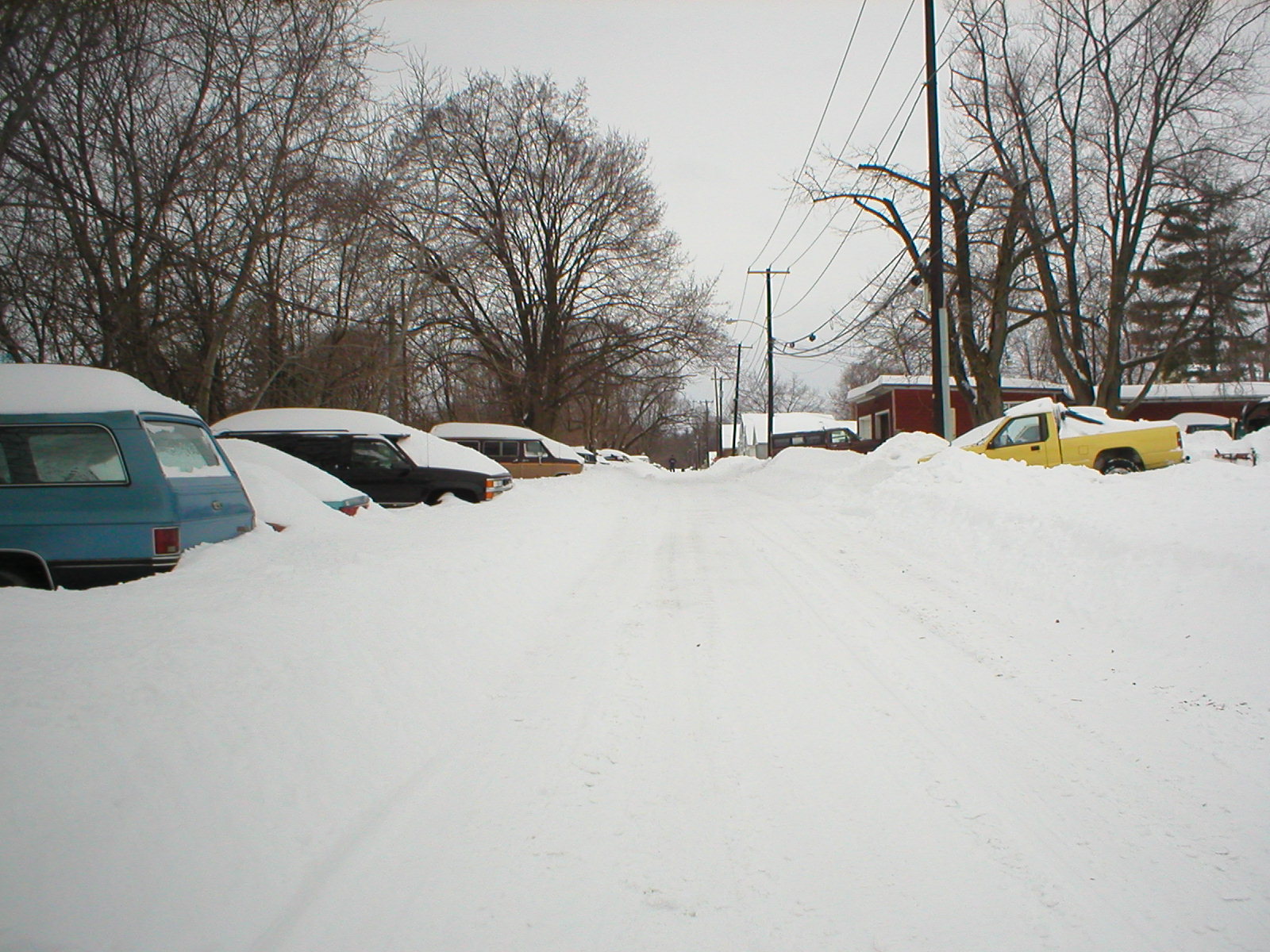 Here's a picture showing deep snow in an alley.
